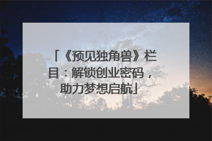 《预见独角兽》栏目：解锁创业密码，助力梦想启航