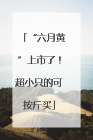 “六月黄”上市了！超小只的可按斤买