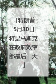 特朗普：5月30日将是马斯克在政府效率部最后一天