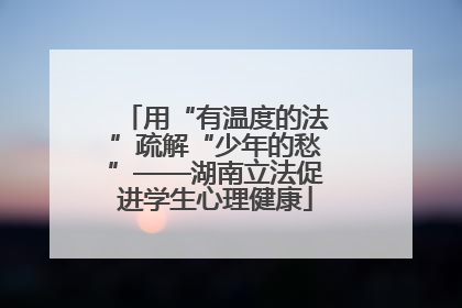 用“有温度的法”疏解“少年的愁”——湖南立法促进学生心理健康