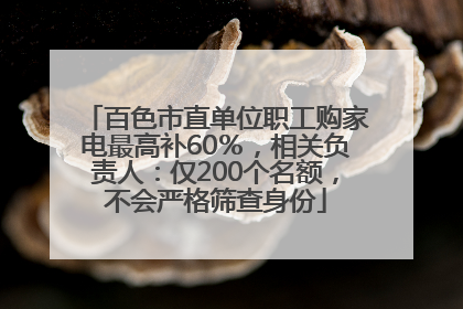 百色市直单位职工购家电最高补60％，相关负责人：仅200个名额，不会严格筛查身份