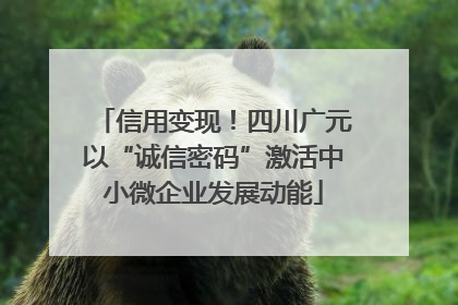 信用变现！四川广元以“诚信密码”激活中小微企业发展动能