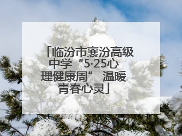 临汾市襄汾高级中学“5·25心理健康周” 温暖青春心灵