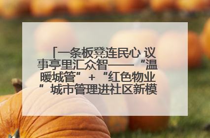 一条板凳连民心 议事亭里汇众智——“温暖城管”+“红色物业”城市管理进社区新模式绘就城市管理社区治理新画卷