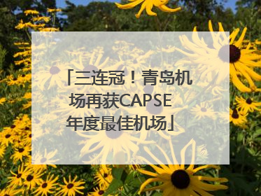三连冠！青岛机场再获CAPSE年度最佳机场