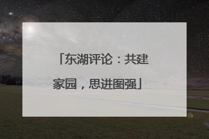 东湖评论：共建家园，思进图强