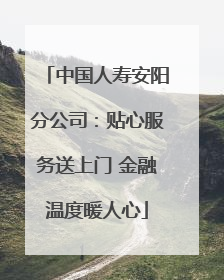 中国人寿安阳分公司：贴心服务送上门 金融温度暖人心