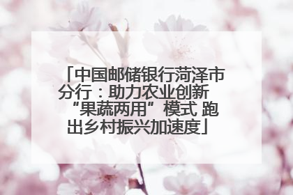 中国邮储银行菏泽市分行：助力农业创新 “果蔬两用”模式 跑出乡村振兴加速度