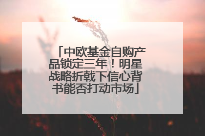 中欧基金自购产品锁定三年！明星战略折戟下信心背书能否打动市场