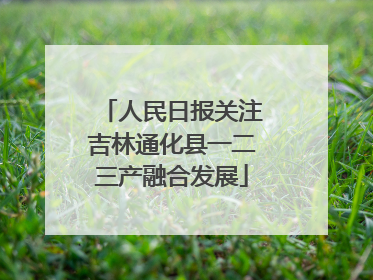 人民日报关注吉林通化县一二三产融合发展