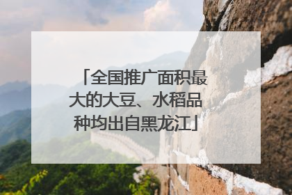 全国推广面积最大的大豆、水稻品种均出自黑龙江