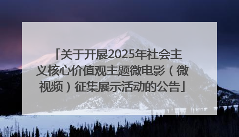 关于开展2025年社会主义核心价值观主题微电影（微视频）征集展示活动的公告
