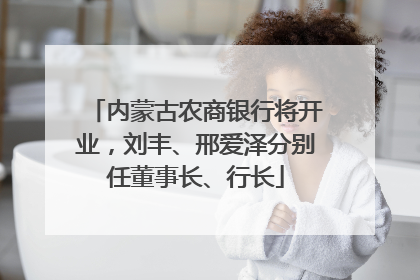 内蒙古农商银行将开业，刘丰、邢爱泽分别任董事长、行长