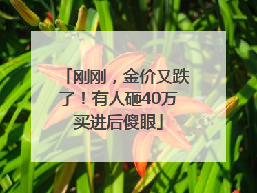 刚刚，金价又跌了！有人砸40万买进后傻眼