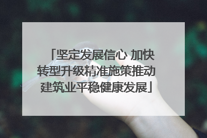 坚定发展信心 加快转型升级精准施策推动建筑业平稳健康发展