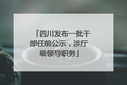 四川发布一批干部任前公示，涉厅级领导职务