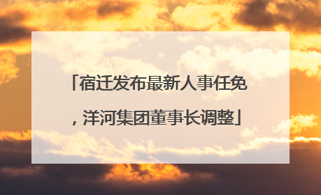 宿迁发布最新人事任免，洋河集团董事长调整