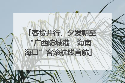 客货并行、夕发朝至 “广西防城港—海南海口”客滚航线首航