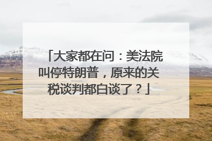 大家都在问：美法院叫停特朗普，原来的关税谈判都白谈了？