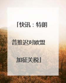 快讯：特朗普推迟对欧盟加征关税