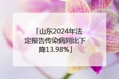 山东2024年法定报告传染病同比下降13.98%