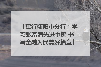建行衡阳市分行：学习张富清先进事迹 书写金融为民美好篇章