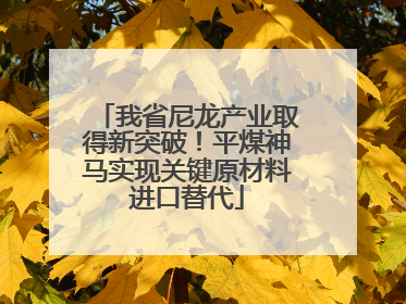 我省尼龙产业取得新突破！平煤神马实现关键原材料进口替代