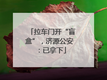 拉车门开“盲盒”，济源公安：已拿下