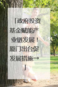政府投资基金赋能产业链发展！厦门出台促发展措施→