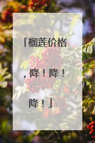 榴莲价格，降！降！降！