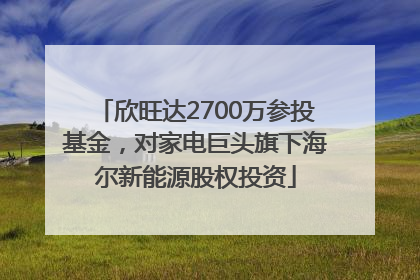 欣旺达2700万参投基金，对家电巨头旗下海尔新能源股权投资