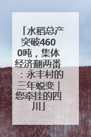 水稻总产突破4600吨，集体经济翻两番：永丰村的三年蜕变｜您牵挂的四川
