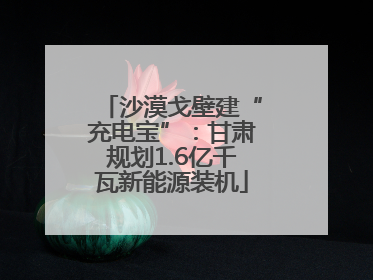 沙漠戈壁建“充电宝”：甘肃规划1.6亿千瓦新能源装机