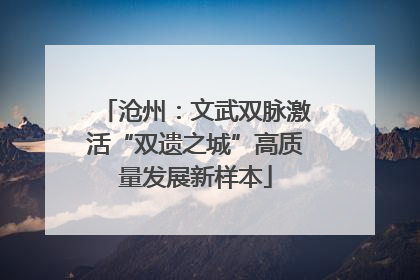 沧州：文武双脉激活“双遗之城”高质量发展新样本