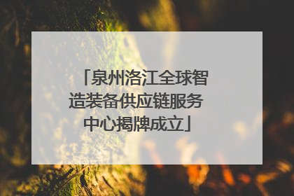 泉州洛江全球智造装备供应链服务中心揭牌成立