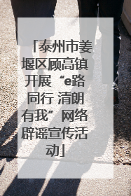 泰州市姜堰区顾高镇开展“e路同行 清朗有我”网络辟谣宣传活动