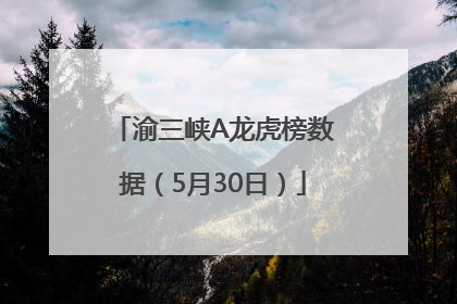 渝三峡A龙虎榜数据（5月30日）