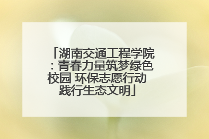 湖南交通工程学院：青春力量筑梦绿色校园 环保志愿行动践行生态文明
