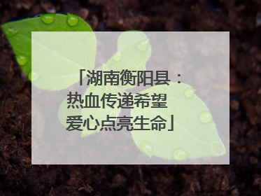 湖南衡阳县：热血传递希望 爱心点亮生命