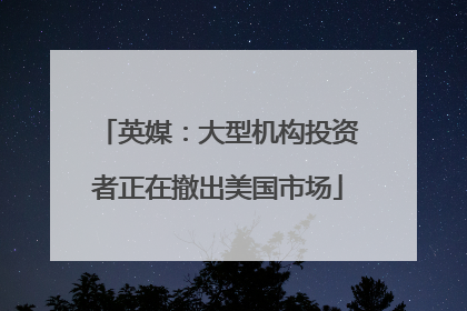 英媒：大型机构投资者正在撤出美国市场