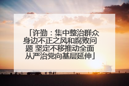 许勤：集中整治群众身边不正之风和腐败问题 坚定不移推动全面从严治党向基层延伸