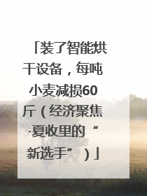 装了智能烘干设备，每吨小麦减损60斤（经济聚焦·夏收里的“新选手”）