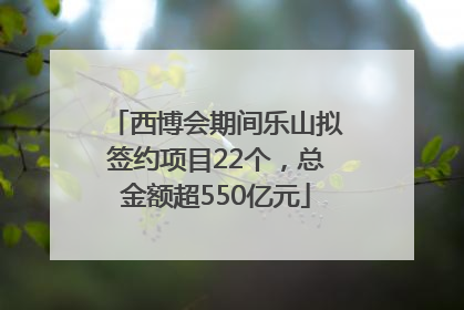 西博会期间乐山拟签约项目22个，总金额超550亿元