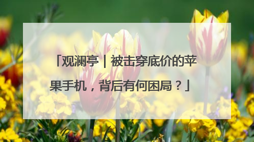 观澜亭｜被击穿底价的苹果手机，背后有何困局？