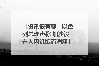 资讯很有聊｜以色列总理声称 加沙没有人因饥饿而消瘦