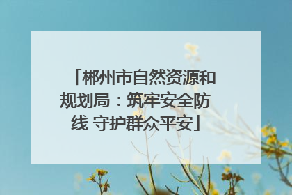 郴州市自然资源和规划局：筑牢安全防线 守护群众平安