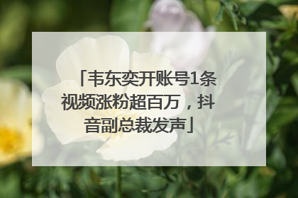 韦东奕开账号1条视频涨粉超百万，抖音副总裁发声