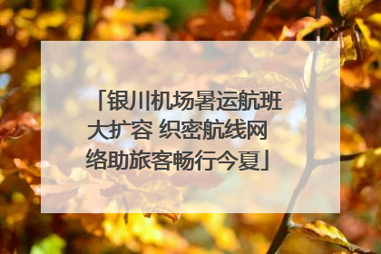 银川机场暑运航班大扩容 织密航线网络助旅客畅行今夏