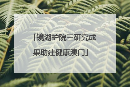 镜湖护院三研究成果助建健康澳门