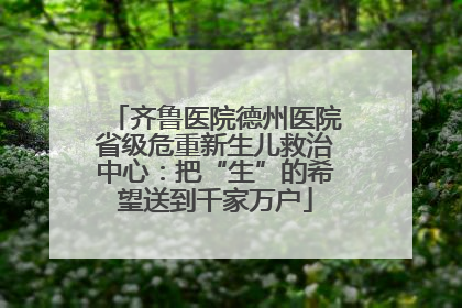 齐鲁医院德州医院省级危重新生儿救治中心：把“生”的希望送到千家万户